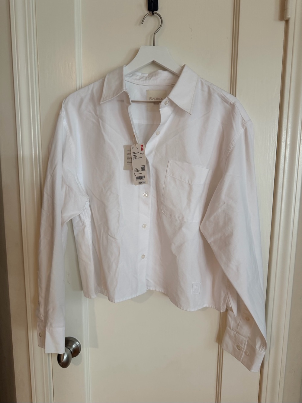 JW ANDERSON White Boxy Cropped Button-Down Shirt - Picture 3 of 11